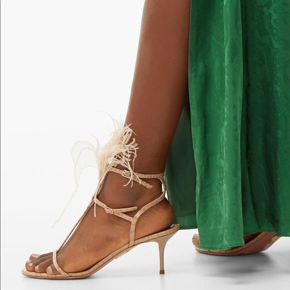 Aquazurra Ponza Feathered Sandals - Picture 1 of 11